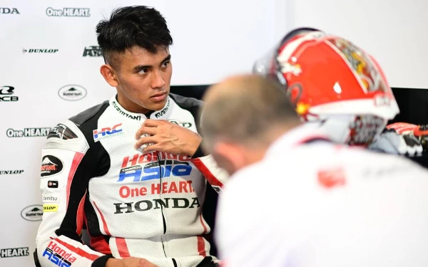 Foto Mario Aji saat tampil di Moto3 musim 2023 (Foto: Honda Team Asia)